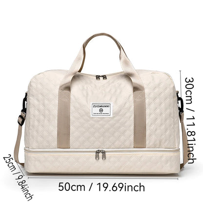 Fashion Diamond Grid Multifunctional Crossbody Bag – Lätt resväska med torr-våt avskiljning, vattentät Fitness Yoga Bag