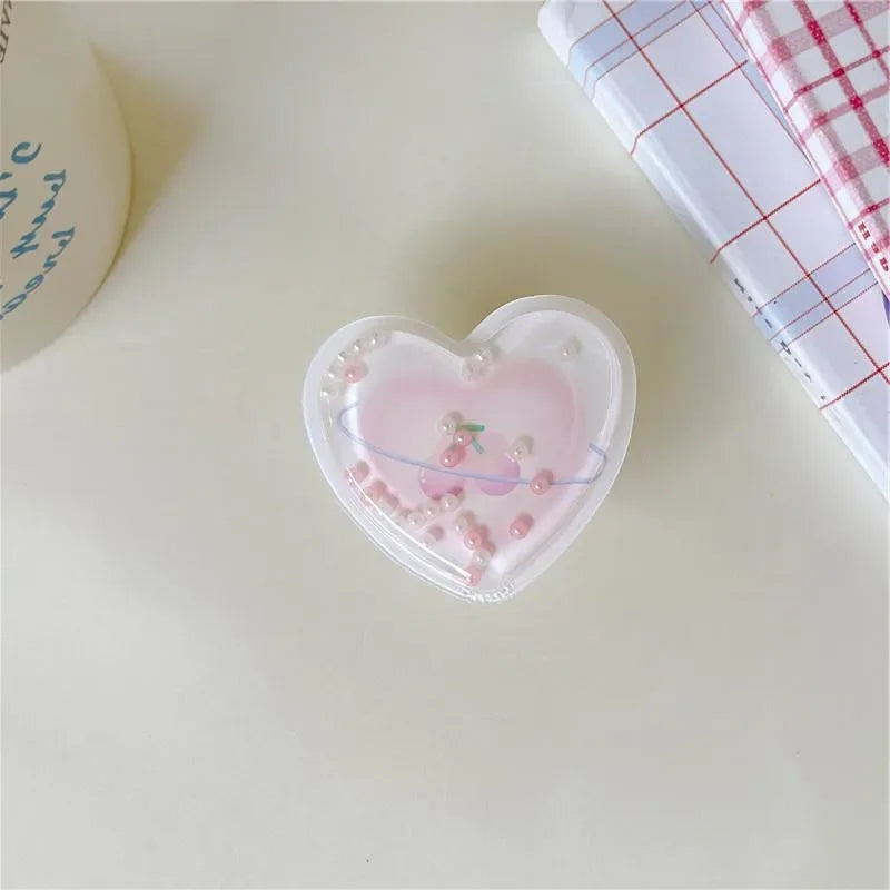 Quicksand Heart Bear Butterfly Mobile Phone Holder Stand INS Phone Finger Holder Fold Grip Air Sac Ring Mobile Stand Tok Support