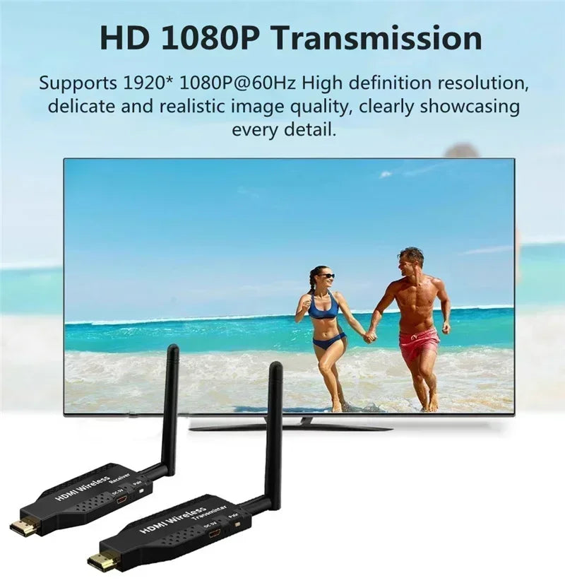 50M 5G 1080P HDMI Trådlös Audio Video Transmitter Receiver Extender för 1 TX-4 RX PS4 kamera Laptop PC till TV Monitor Projektor