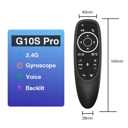 G10S Universal Voice Remote Control 2.4G Wireless Backlit IR Learning with Gyroscope Air Mouse Control for Android TV PC