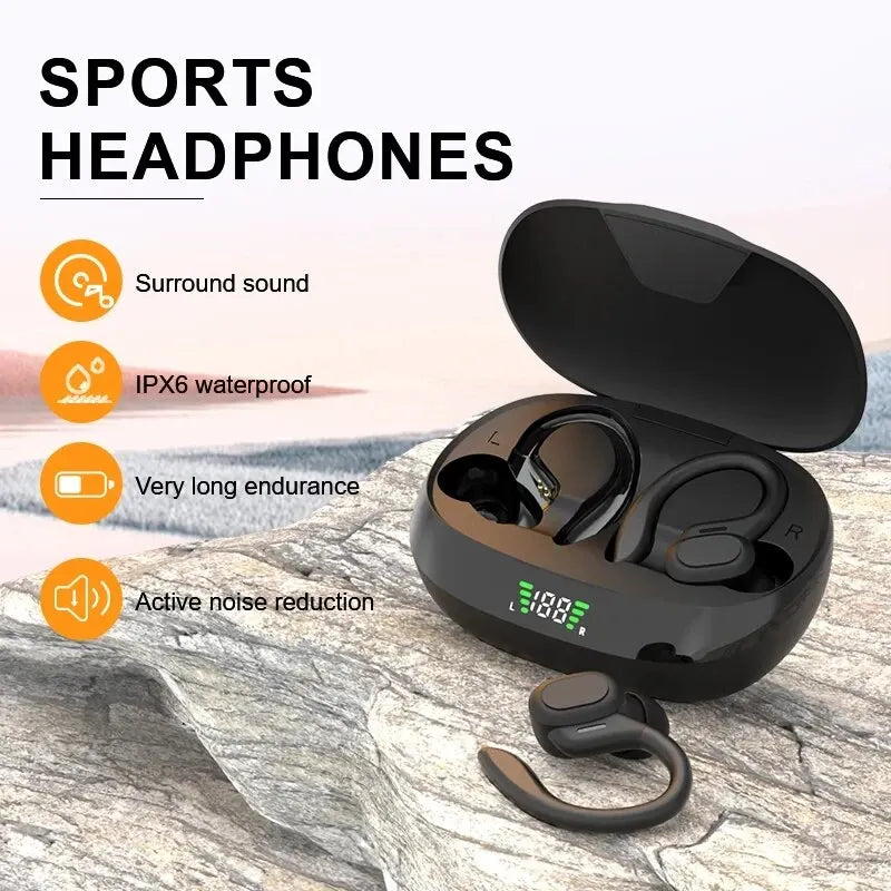 Original Trådlösa hörlurar Ture Trådlösa hörlurar Öronkrok Sport HiFI Stereo Vattentätt Headset med Mic TWS hörlurar