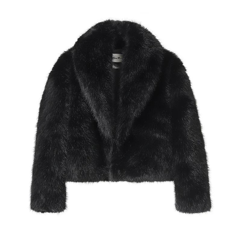 Neo Mint Faux Fox Fur Coat med sjalkrage Vintage och Chic