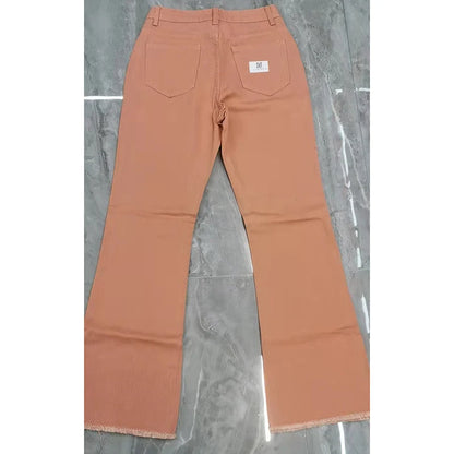 High Waist Brown Wide-Leg Jeans with Stretch Casual and Comfortable