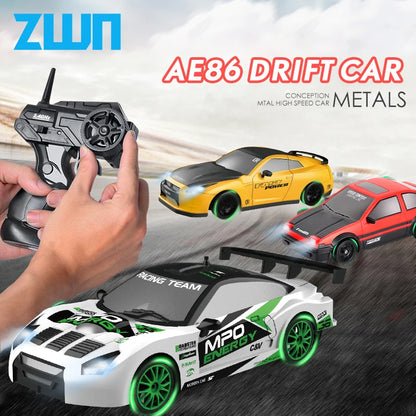 2,4G RC CAR Med LED-ljus 4WD Fjärrkontroll Drift Cars Professionella racingleksaker GTR modell AE86 för barn Julklappar