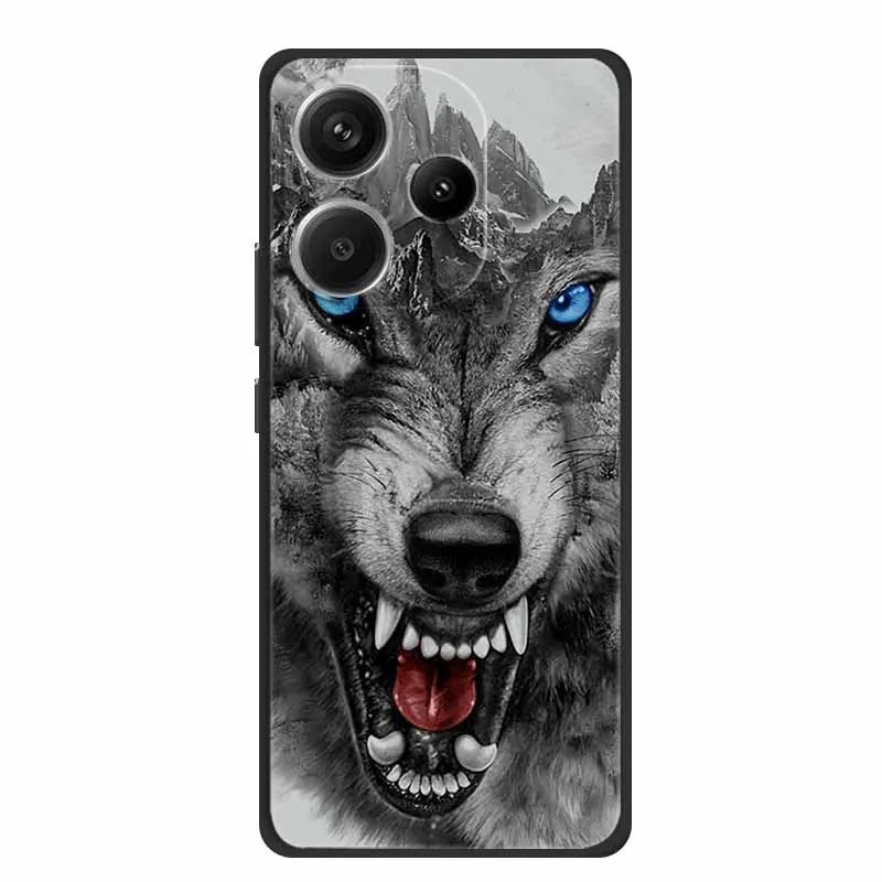 Animals Soft Silicone TPU Back Cover with Wolf Protective Bumper for Xiaomi POCO F6 5G – For POCO F6