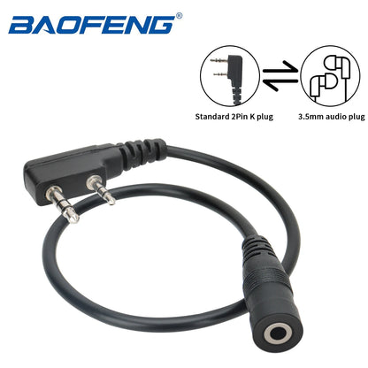 BAOFENG 2 Pin to 3.5mm Quansheng Walkie Talkies Earpiece Adapter Headset Adapter Cable Compatible with BAOFENG UV-5R APPI