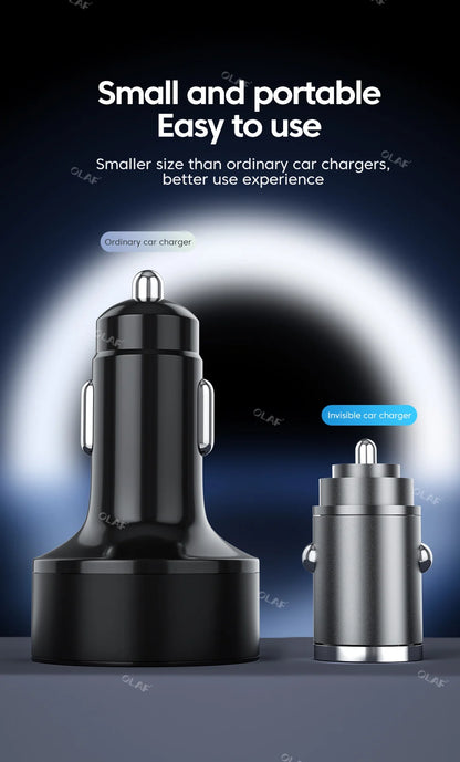 Olaf Mini 100W PD QC Pull Ring Fast Charging Car Charger USB C Car Phone Charger Adapter For iPhone 13 12 Xiaomi Samsung Huawei