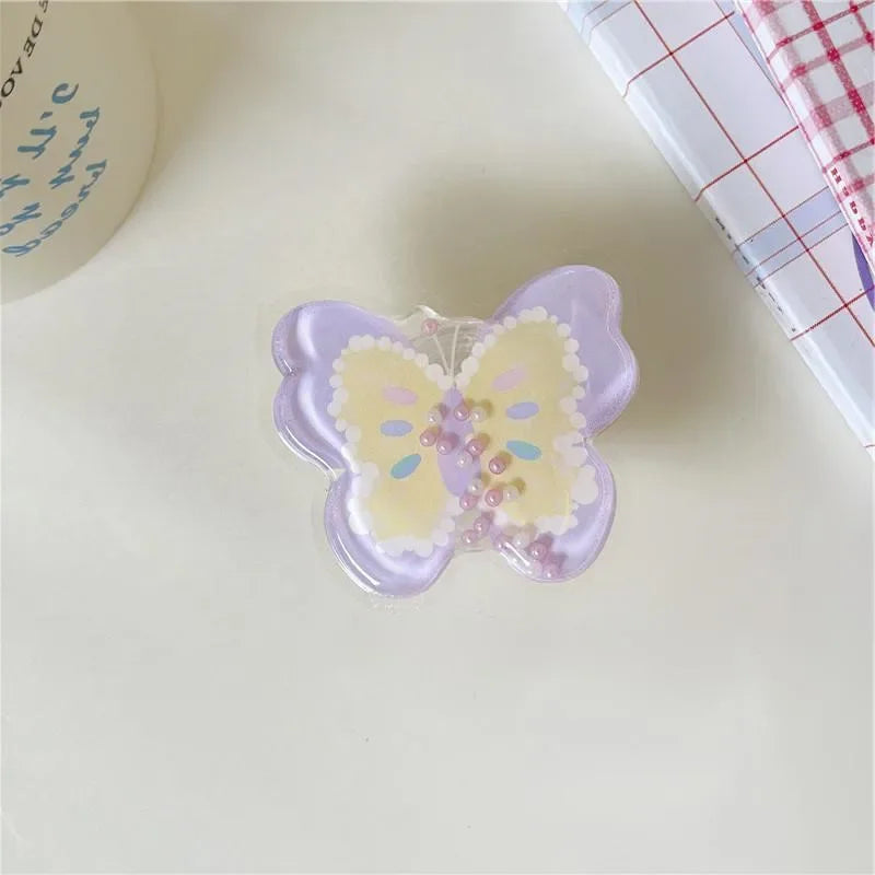 Quicksand Heart Bear Butterfly Mobile Phone Holder Stand INS Phone Finger Holder Fold Grip Air Sac Ring Mobile Stand Tok Support