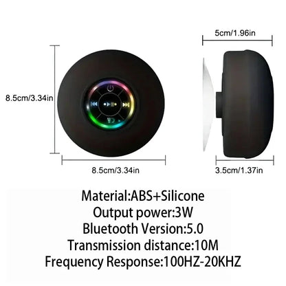 Bärbar Bluetooth-högtalare – LED, IPX4 vattentät, ministereo, utomhus och badrum med sugkopp