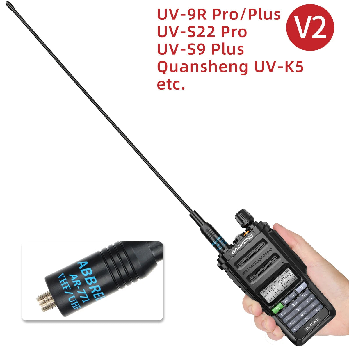 ABBREE AR 771 SMA honantenn Dual Band 144/430MHz för Baofeng UV 5R S9PLUS UV 13 21Pro Quansheng UV K5 Walkie Talkie NA771