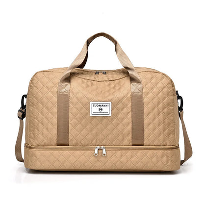 Fashion Diamond Grid Multifunctional Crossbody Bag – Lätt resväska med torr-våt avskiljning, vattentät Fitness Yoga Bag