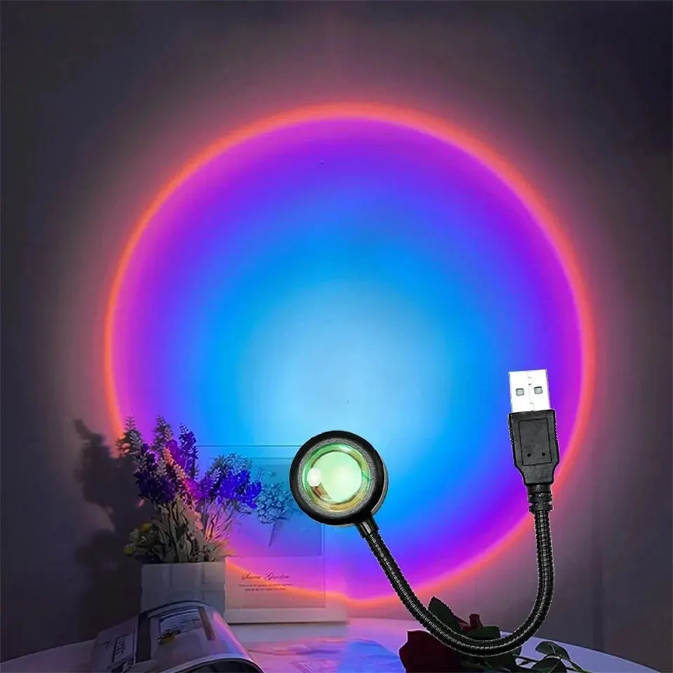 USB Sunset Light LED Rainbow Neon Night Lamp Mobile Phone Self Photography Light Wall Atmosphere Lighting For Bedroom Decoration