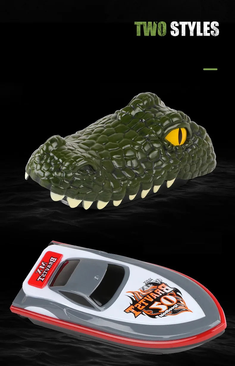 RC Båt Krokodilhuvud Fjärrkontroll Höghastighetsbåt Barn Leksaker Pojkar Skämt Alligator Decoy Pool Vatten River Game Parodi Party Present