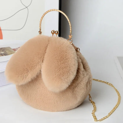 Cute Plush Rabbit Crossbody Bags for Women – Korean Version Cute Purses and Handbags, Girls New Rabbit Ear Shoulder Messenger Bag