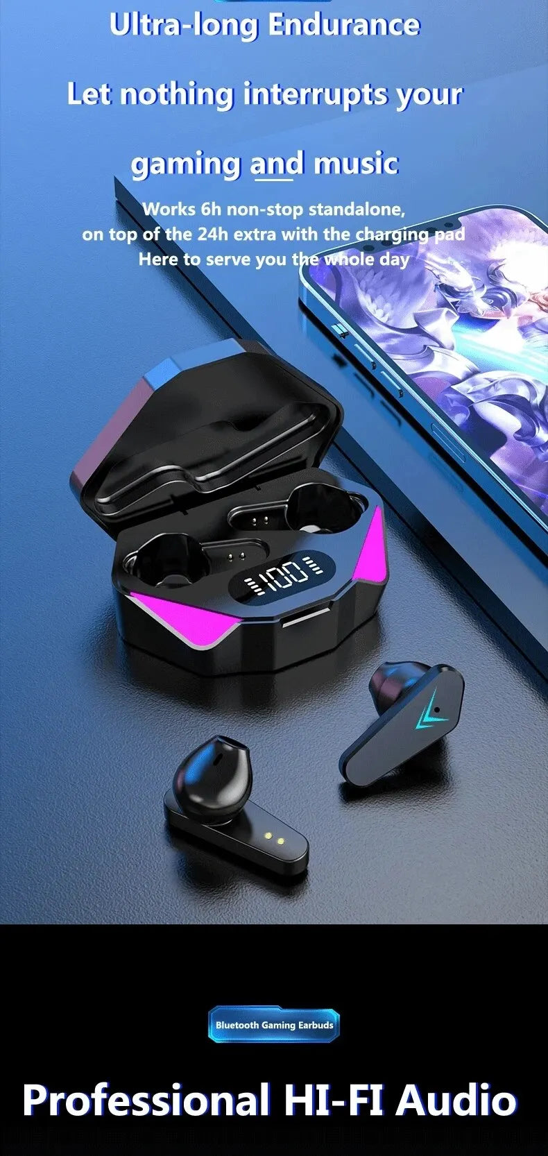 X15 TWS Wireless Bluetooth Headset LED Display Gamer Earbuds with Mic Wireless Headphones Noise Cancelling Bluetooth Earphones