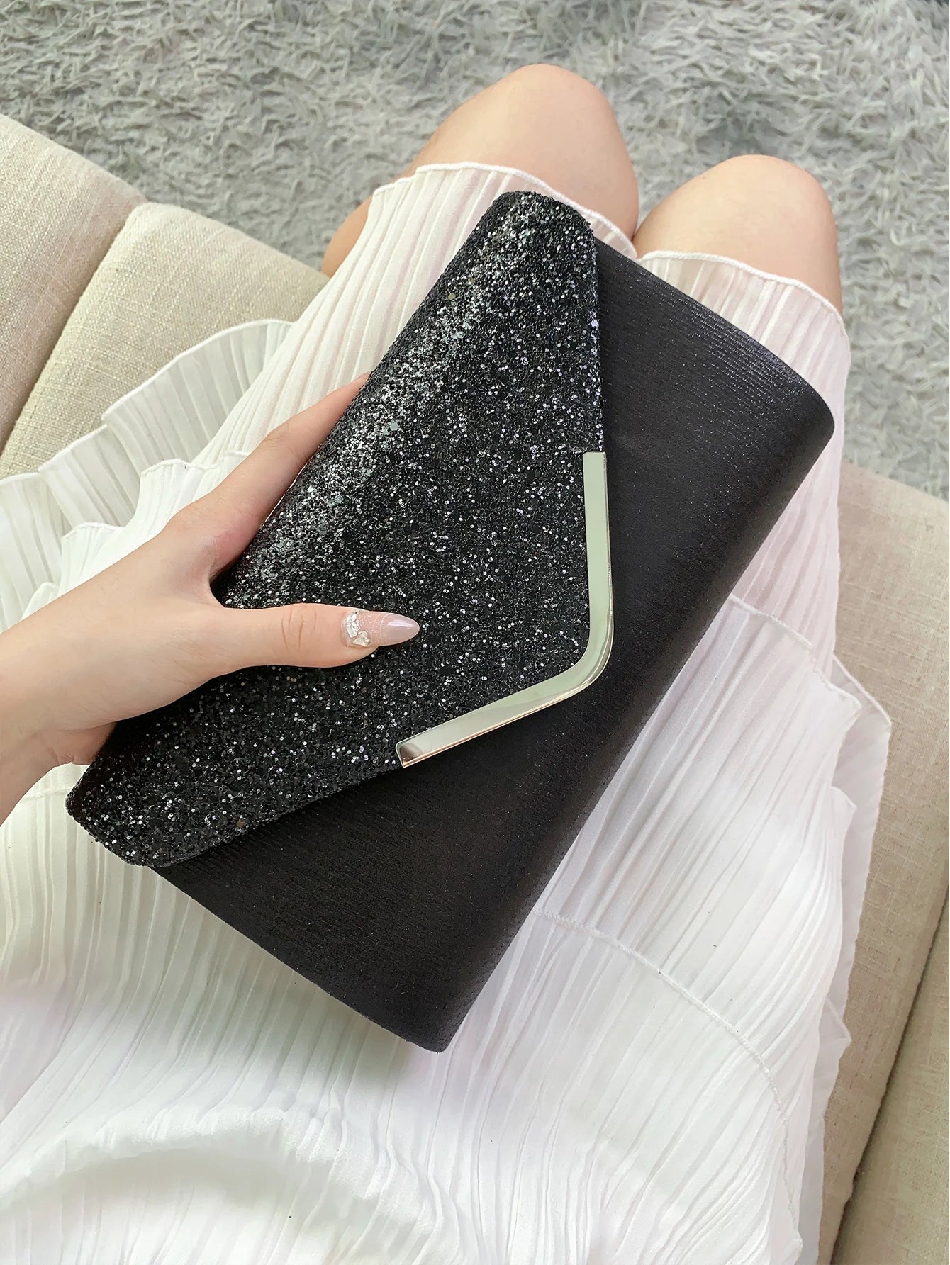 Glitter Bling Envelope Clutch – Elegant Party & Wedding Handbag for Women.