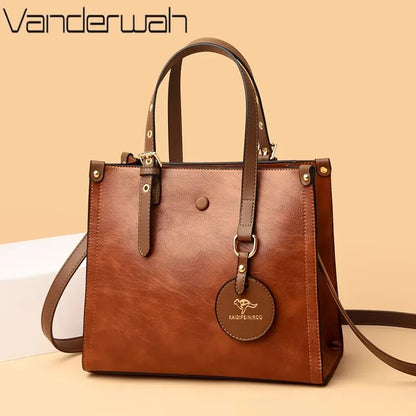 Genuine Soft Leather Handbags for Women Vintage Shoulder Tote Bag Luxury Designer Ladies Large Capacity Purse Bags Sac A Main