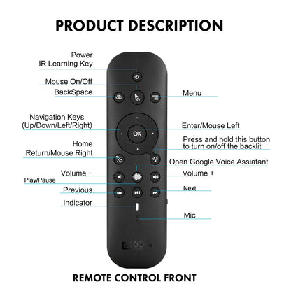 New G60S Pro BT Wireless Voice Remote Control 2.4G BT5.0 Dual Mode Air Mouse IR Learning With Backlit Light For Android TV Box