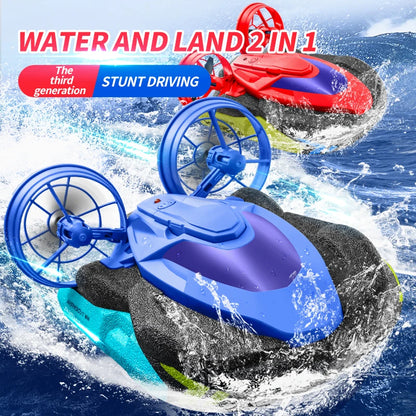 Ny S10 Water &amp; Land 2 i 1 fjärrkontroll Höghastighetsbåt 2,4G Amfibie Hovercraft RC Drift Bil Barnleksaker Julklappar