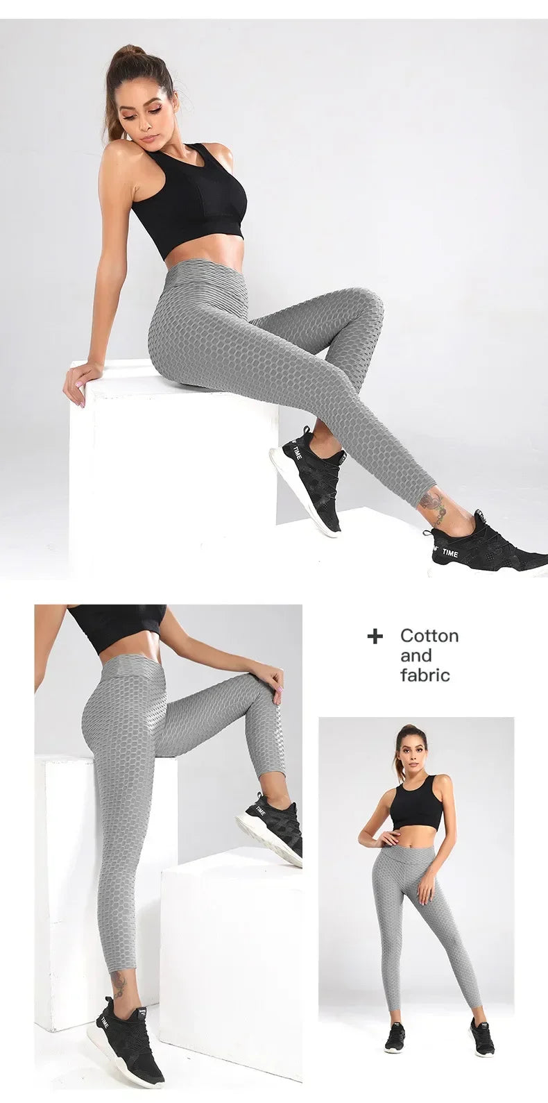 Women's High Waist Flared Yoga Pants with Bubble Hip Effect