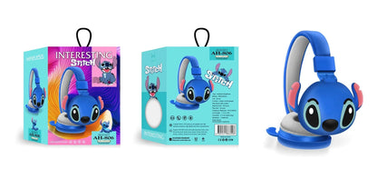 Nya Disney Stitch trådlösa Bluetooth-hörlurar AH-806 HIFI Stereoljud Fällbara headset med mikrofon Anime Cartoon Barnpresent