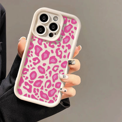 White & Rosa Phone Case Leopard soft Shell Shockproof For iPhone