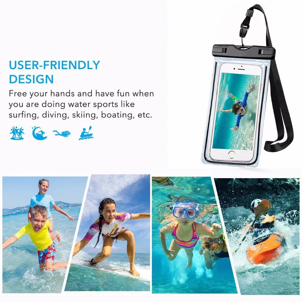 Waterproof Phone Pouch Cellphone Dry Bag Case Underwater Phone Protector PV Cover for Kayaking, Beach, Fishing for POCO X6 Pro