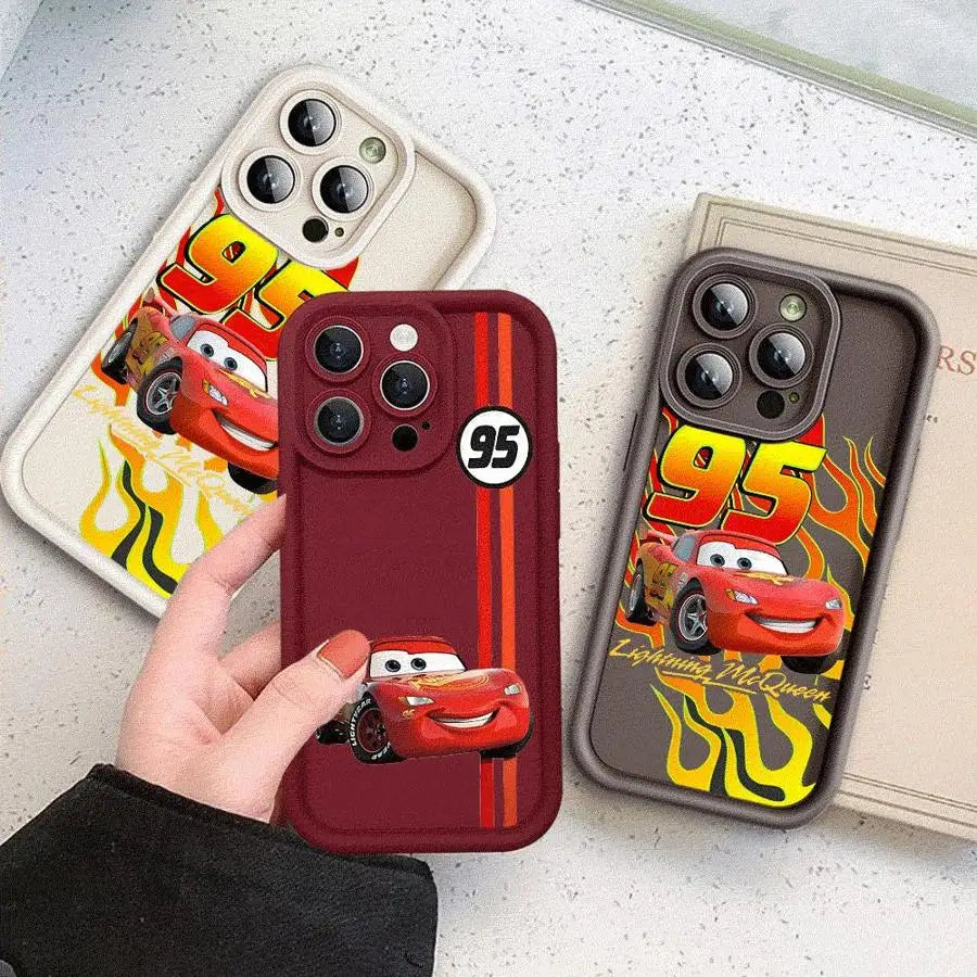 Lightning McQueen telefonfodral för Apple iPhone 16 11 13 15 12 14 Pro Max 7 XR X XS 13 12 Mini 14 Plus 8 SE Silikonskydd