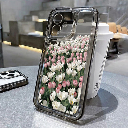 Luxury Phone Case For iPhone: Shockproof Flowers Silicone Funda Cover