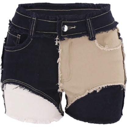 Jeans Dam Raka svarta shorts Patchwork