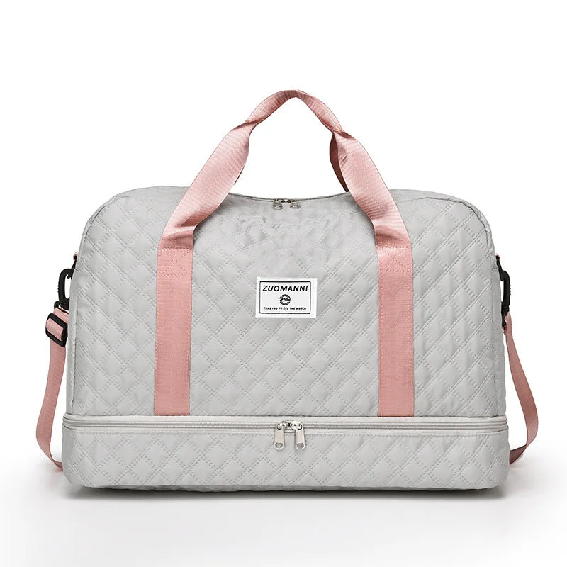 Fashion Diamond Grid Multifunctional Crossbody Bag – Lätt resväska med torr-våt avskiljning, vattentät Fitness Yoga Bag