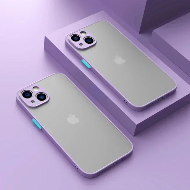 Purple Matte Soft Silicone Shockproof Case For iPhone