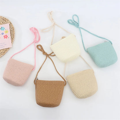 Yogodlns Flap Small Crossbody Shoulder Bag Women Straw Woven Beach Bag Ladies Rattan Handmade Knitted Bucket Mini Purse Handbags