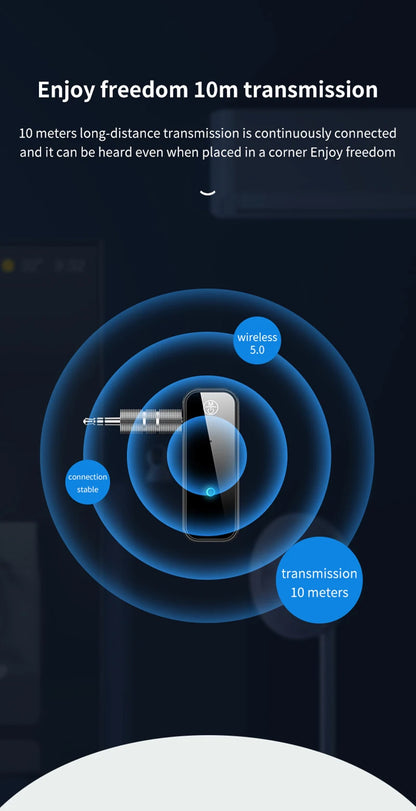 Ny Bluetooth 5.3-sändaremottagare 2 i 1 trådlös adapter 3,5 mm Audio AUX-adapter för bilstereo Musik Aux handsfree-headset