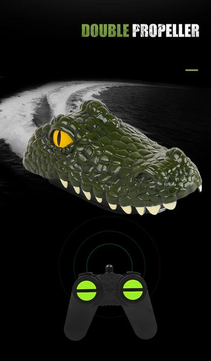 RC Boat Crocodile Head Remote Control High Speed Boat Kids Toys Boys Joke Alligator Decoy Pool Water River Game Spoof Party Gift