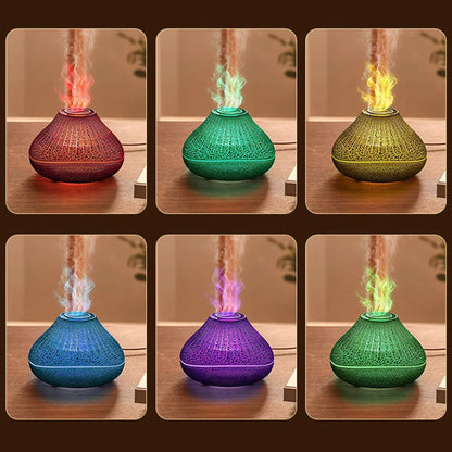 Volcanic Aroma Diffuser – 160 ml USB eterisk oljelampa med Color Flame Night Light