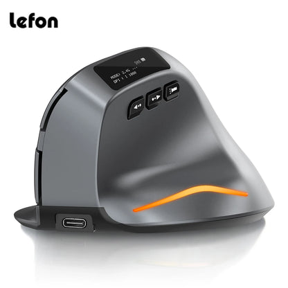 Lef Bluetooth Vertical Mouse Wireless Ergonomic Mice with OLED Screen RGB USB Optical Rechargeable Mouse for PC Laptop Gaming