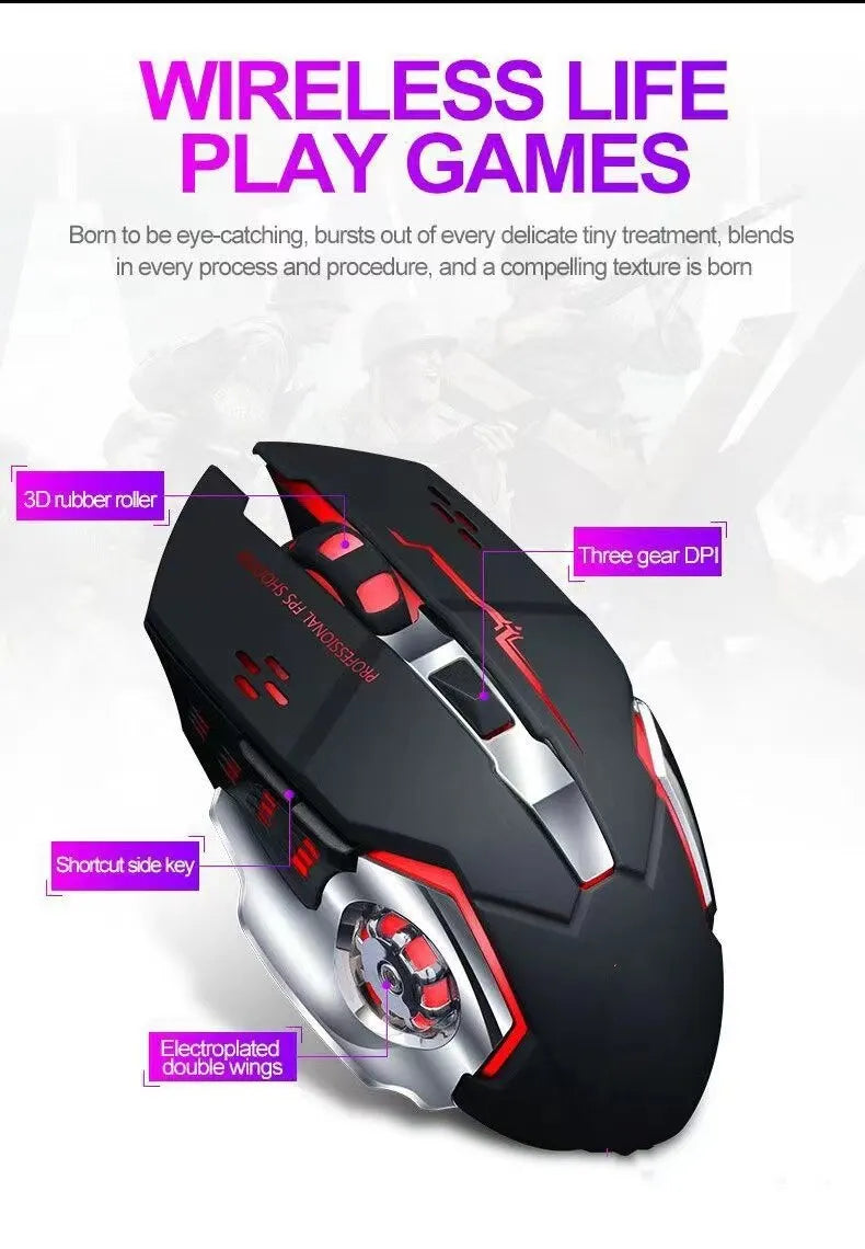 Rechargeable Wireless Mouse Gaming Computer Silent Bluetooth Mouse