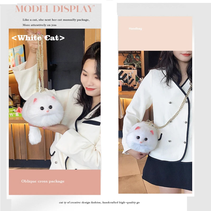 Design Patent Women Shoulder Bag: Cat Pattern, Zipper Closure