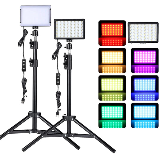 Led videoljuskamera Fotografi Belysningssats med stativ Stativ 4-färgs RGB-filter För filmning Streaming Studiofotografering