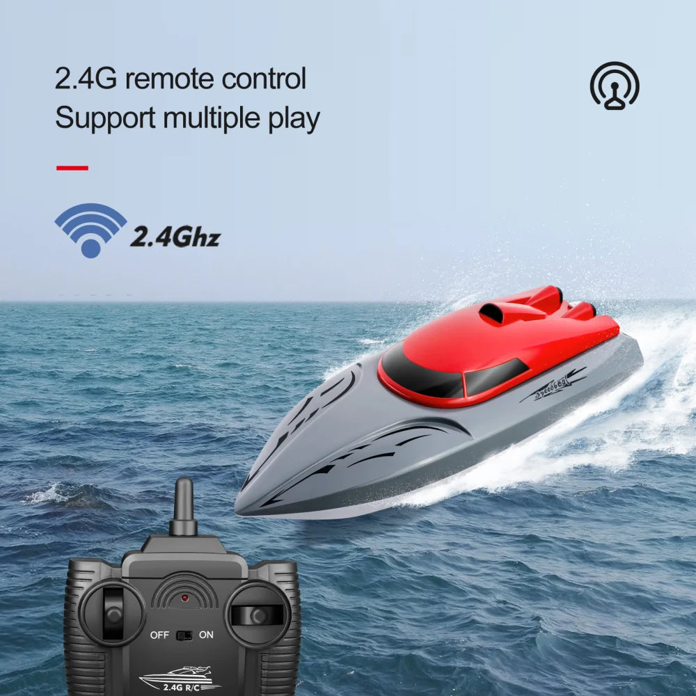 RC Boat Dual Motor Remote Control Racing Speedboat 2.4Ghz Boat Anti-collision Ship Waterproof Toy Competition Game Kid Gift