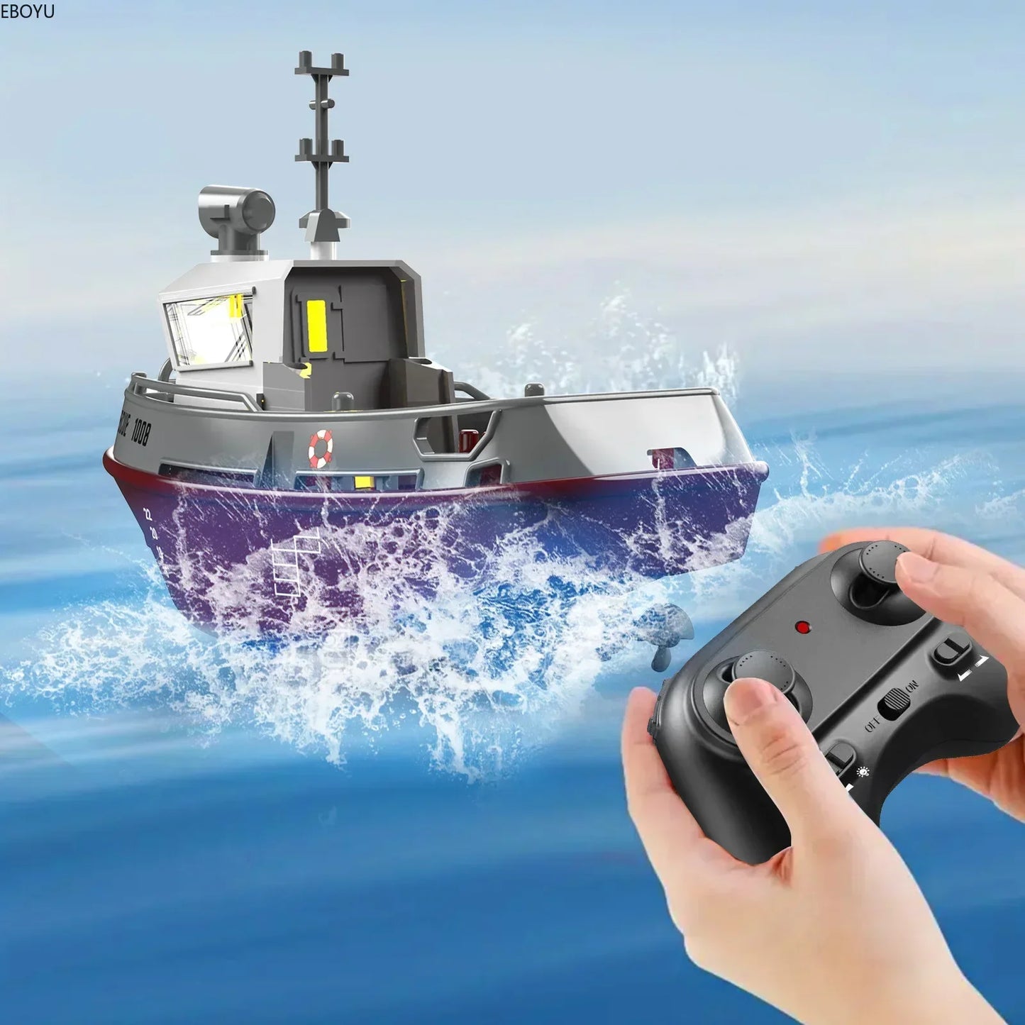 S820 RC Boat 2.4G 1/72 Powerful Dual Motor Long Range Wireless Electric Remote Control Tugboat Model Toys for Boys Gift