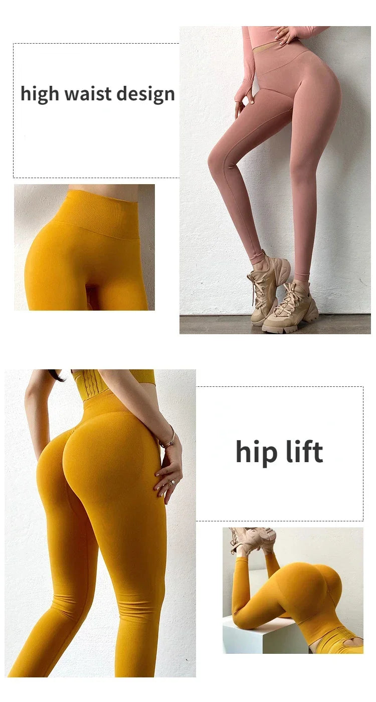 Sömlösa leggings med hög midja för kvinnor med Push Up-effekt