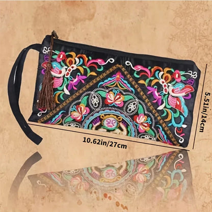 Ethnic Style Envelope Bag For Women Handbags Female Phone Purse Retro Fashion Embroidered Wristlet Bags Wallet sac à main