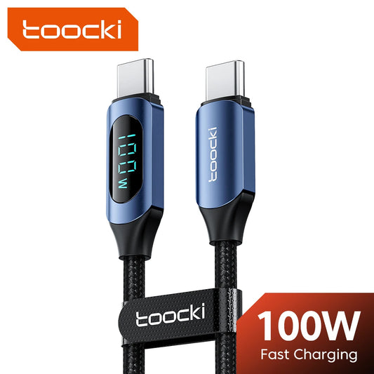 Toocki 100W Typ C till Typ C-kabel PD Snabbladdningsladdare USB C till USB C Displaykabel för Macbook iPad Datasladd