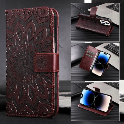 Brown Leather Phone Book Cover Flower Honor