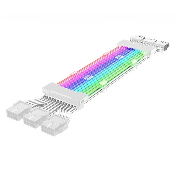 ARGB PSU Strömförsörjningsförlängningskabel 24-stifts moderkortsförlängningskabel grafikkort 8-stifts 6+2-stifts RGB-glödförlängningskabel