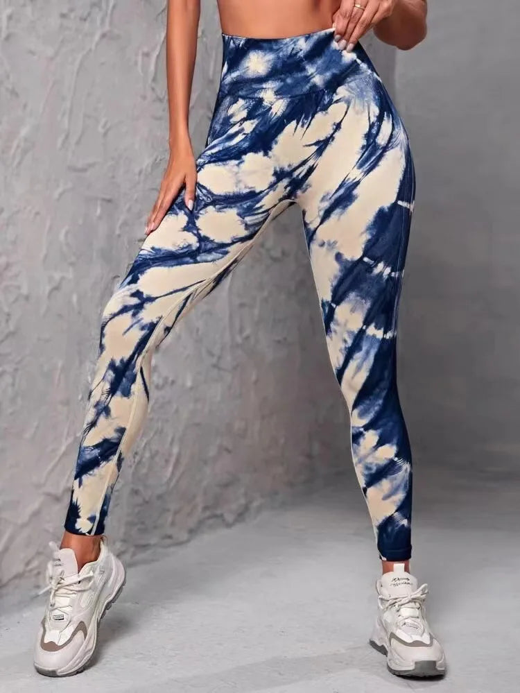 Women's High Waist Tie-Dye Yoga Leggings with High Elasticity