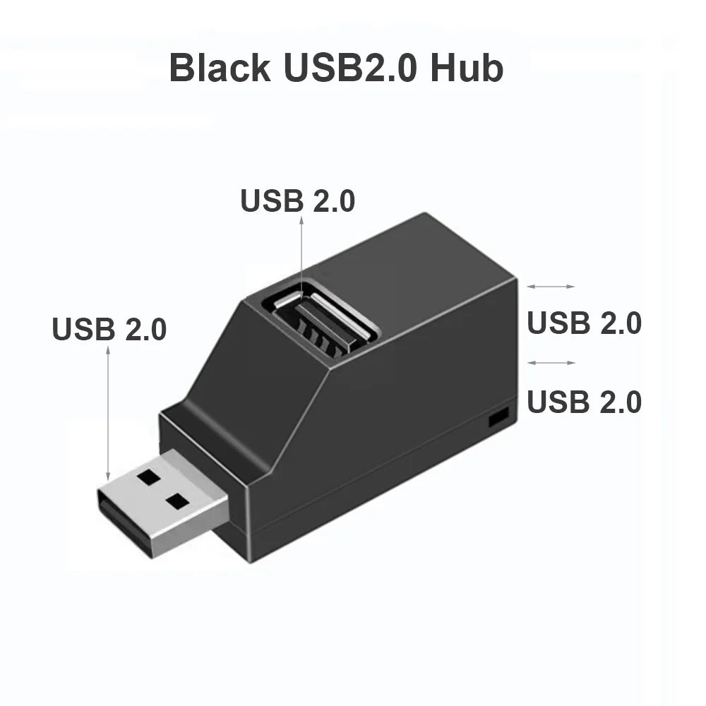 USB 3.0 HUB Adapter Extender Mini Splitter Box 1 till 3 portar Höghastighets USB 2.0 För PC Laptop U Diskkortläsare