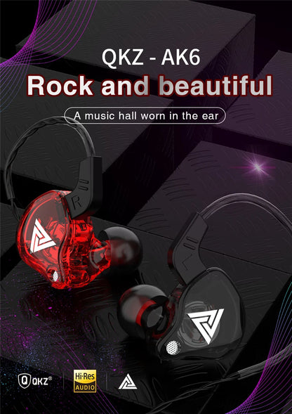 Original QKZ AK6 Copper Driver HiFi Wired Earphone 3.5MM Race Sport Headphone Bass Stereo Headset Music Earbuds In Ear With Mic